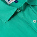 Men's Sicilian Green Abaco Linen Shirt with collar detail and Love Brand & Co. label.