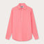 Men's Watermelon Hoffman Linen Shirt in vibrant pink-red hue with long sleeves and button placket.