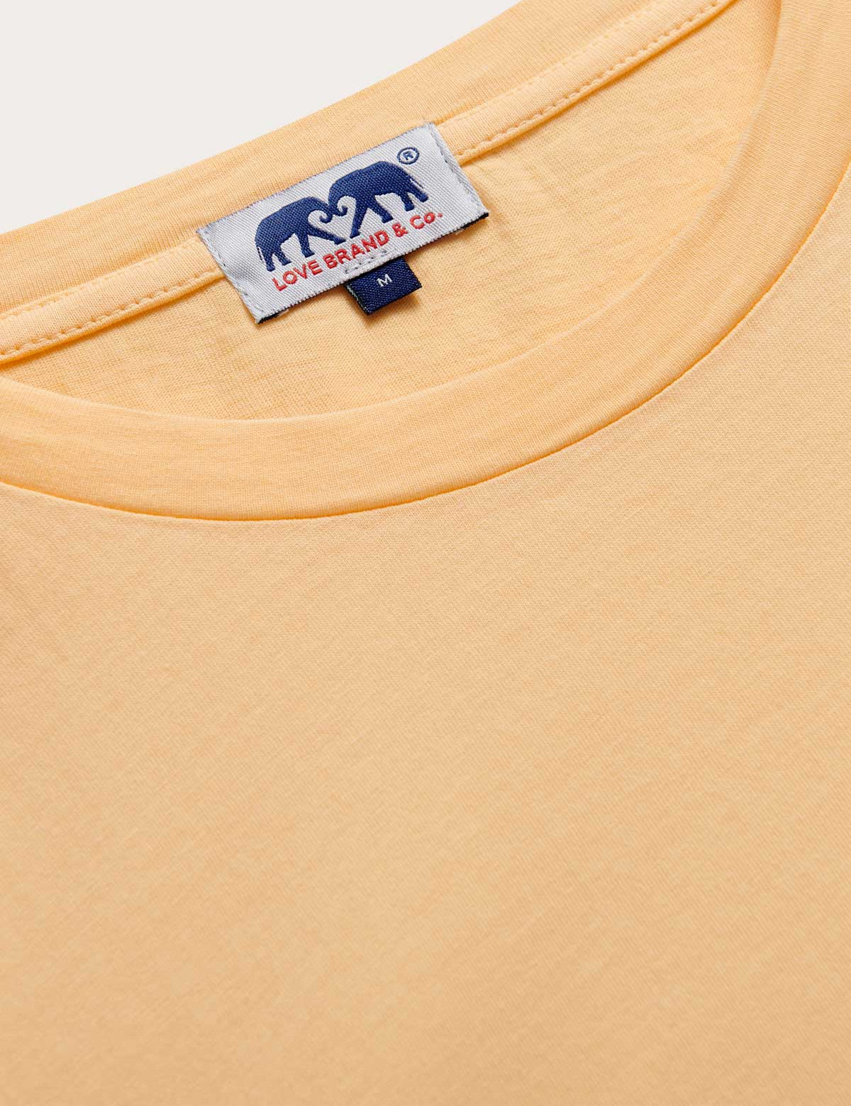 Close-up view of Men's Orange Sorbet Lockhart With Tab T-Shirt. Classic orange t-shirt in a relaxed fit made from 100% cotton.