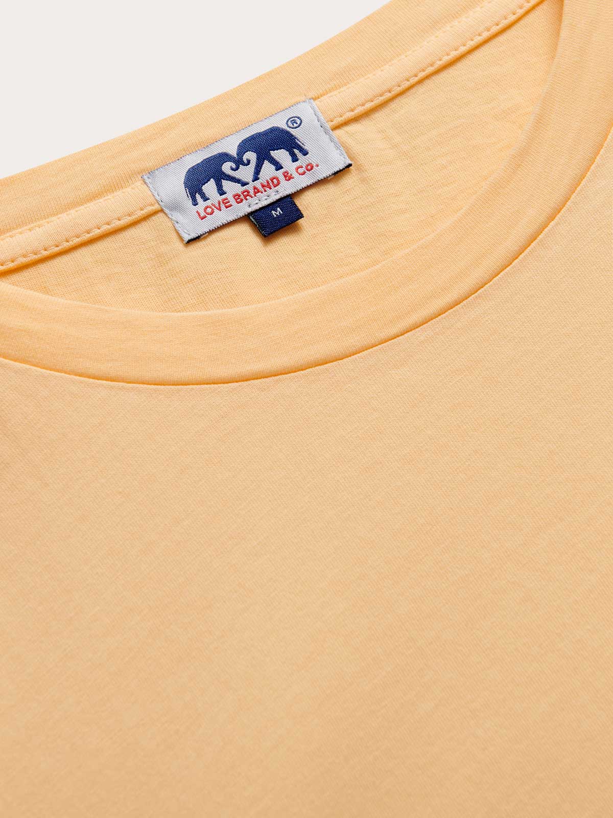 Close-up view of Men's Orange Sorbet Lockhart With Tab T-Shirt. Classic orange t-shirt in a relaxed fit made from 100% cotton.