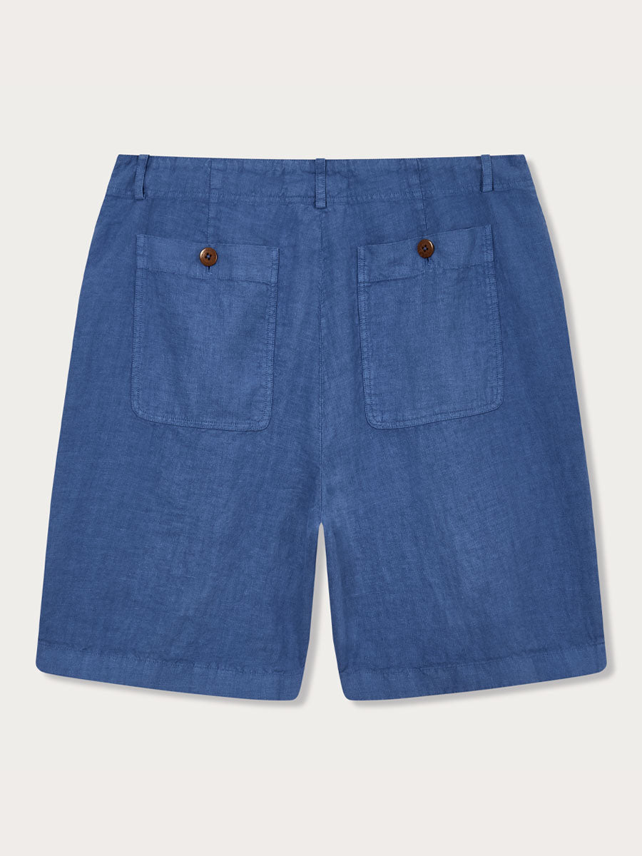 Men's Deep Blue Burrow Linen Shorts