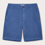 Men's Deep Blue Harvey Cotton Shorts with corozo nut button detail.