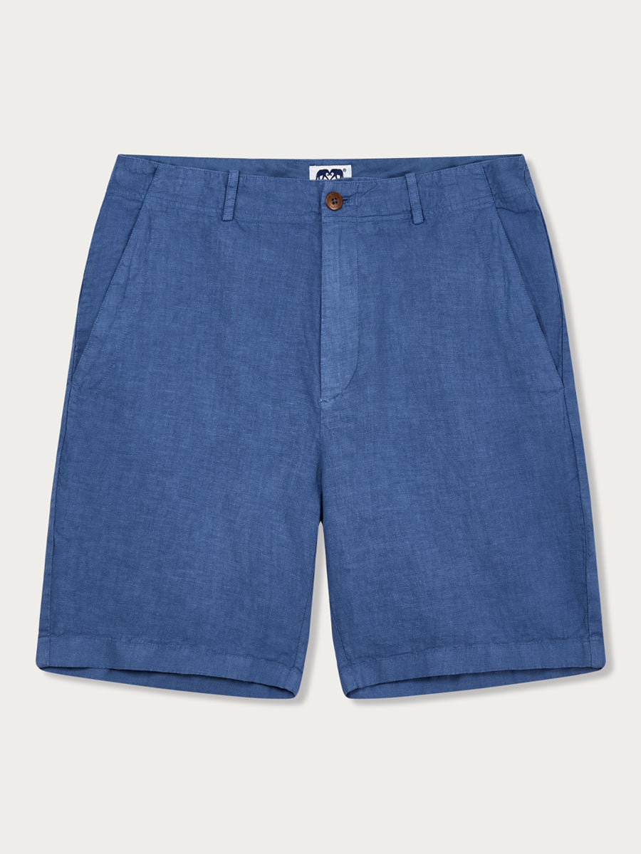 Men's Deep Blue Burrow Linen Shorts