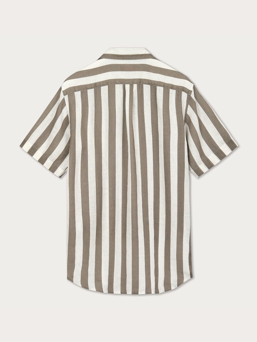Men's Tan Candy Stripe Manjack Linen Shirt