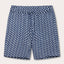 Men's Go With the Flow Joulter Linen Shorts with Moorish Idol fish print on deep blue base.