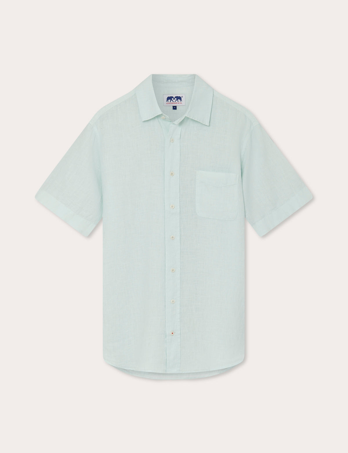 Men's Sea Air Manjack Linen Shirt in pastel hue, short-sleeved, button-down, chest pocket, lightweight and breathable.