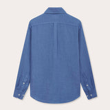 Mens Deep Blue Abaco Linen Shirt back view.