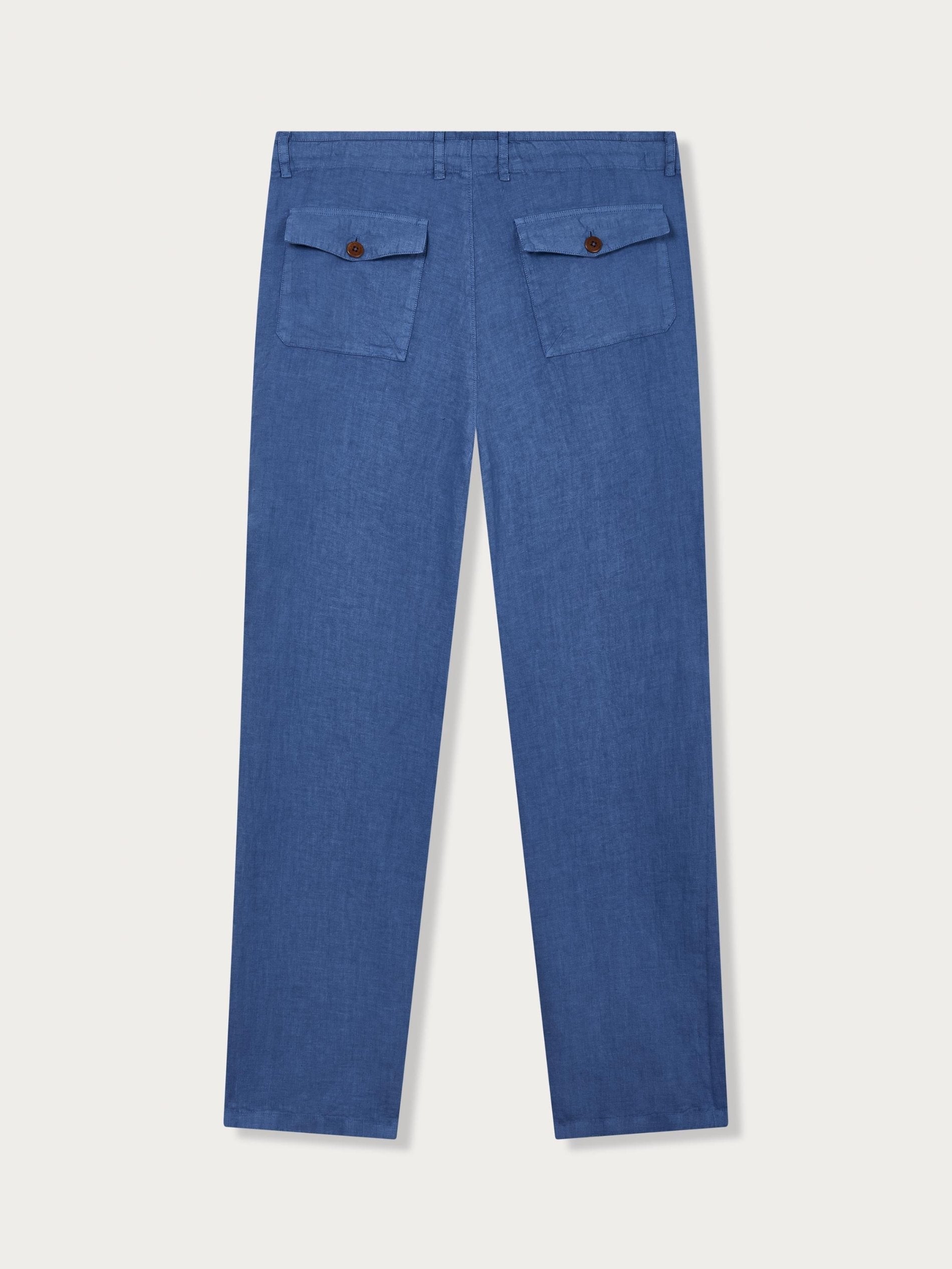 Linen trousers men navy back view.