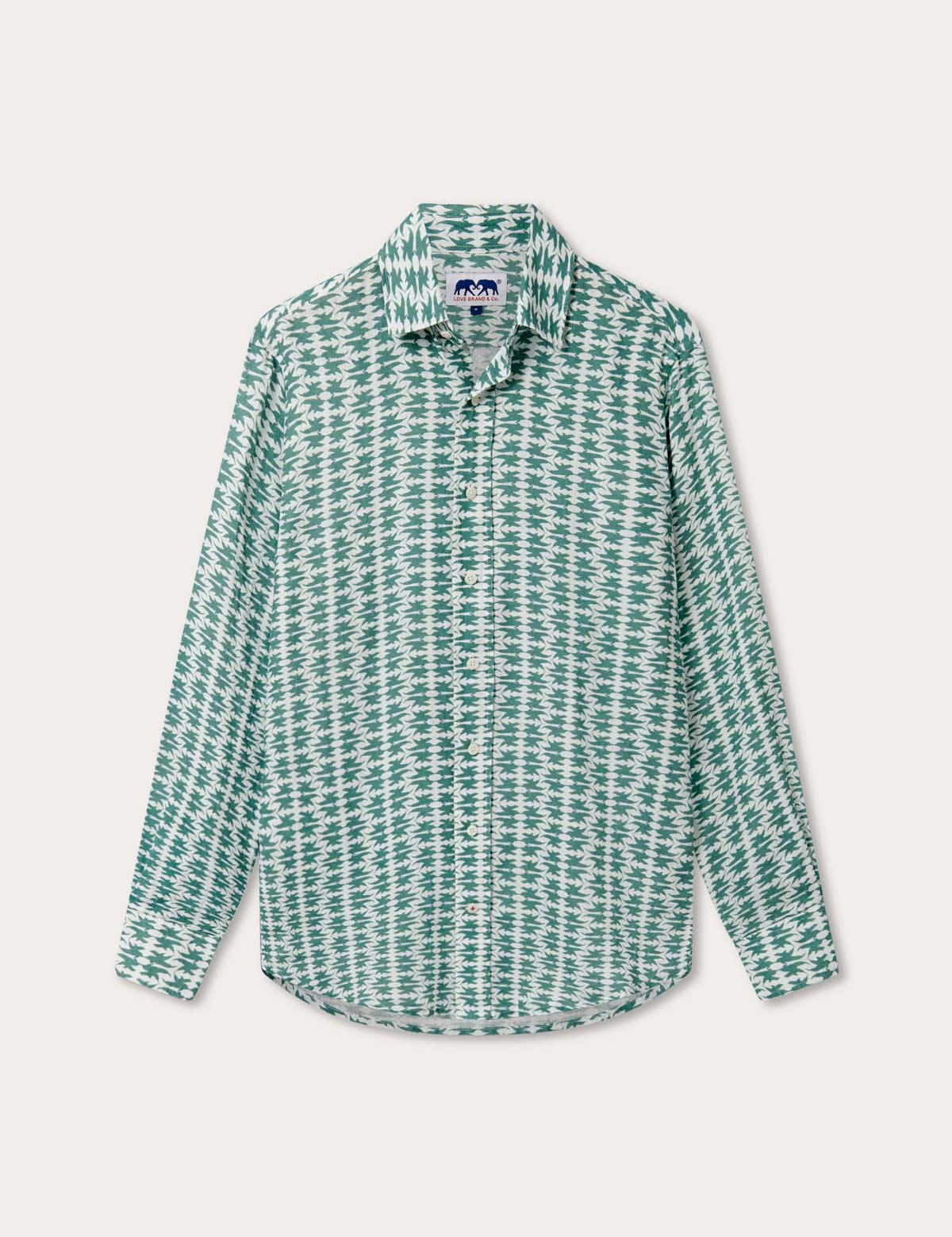 Men's Dolphins of Greece Abaco Linen Shirt in green and white with button-down design and classic collar. Old money shirts made from 100% linen.