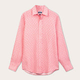 Men's Egyptian Wonder Abaco Linen Shirt in pink with Tutankhamun-inspired pastel print by LOVE BRAND & Co.