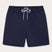 Men's Navy Blue Staniel Swim Shorts front view. Plain navy swim shorts featuring drawstring tie and elasticated waistband.