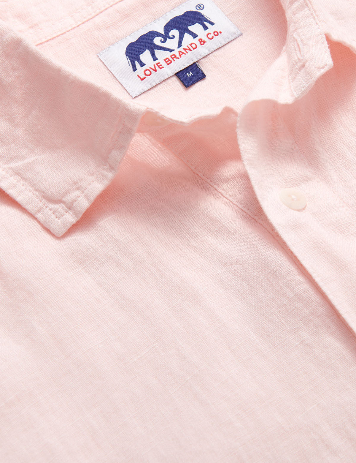 Hoffman Pastel Pink mens Linen Shirt close-up view.