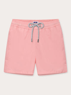 Men's Pastel Pink Staniel Swim Shorts. Plain pink swim shorts with drawstring tie and elasticated waist.