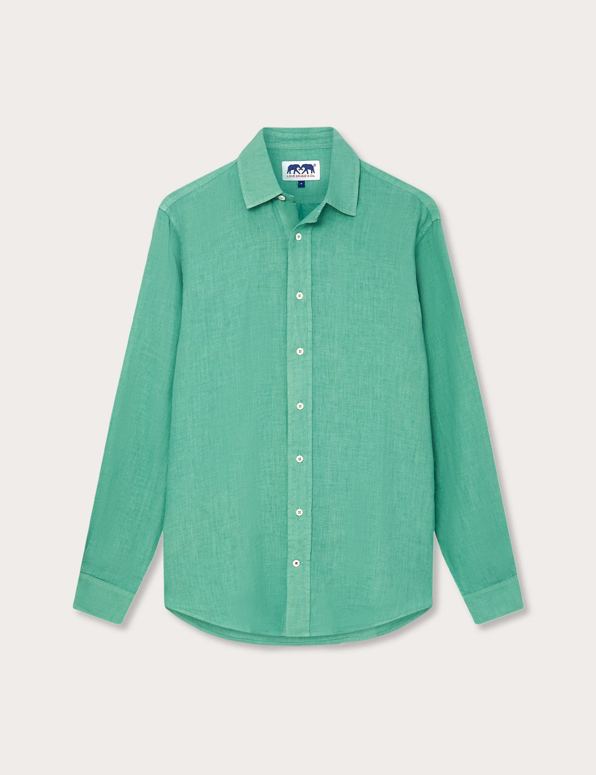 Men's Riviera Green Abaco Linen Shirt in a vibrant green shade with a classic button-down design. One of our old money shirts crafted from 100% linen.