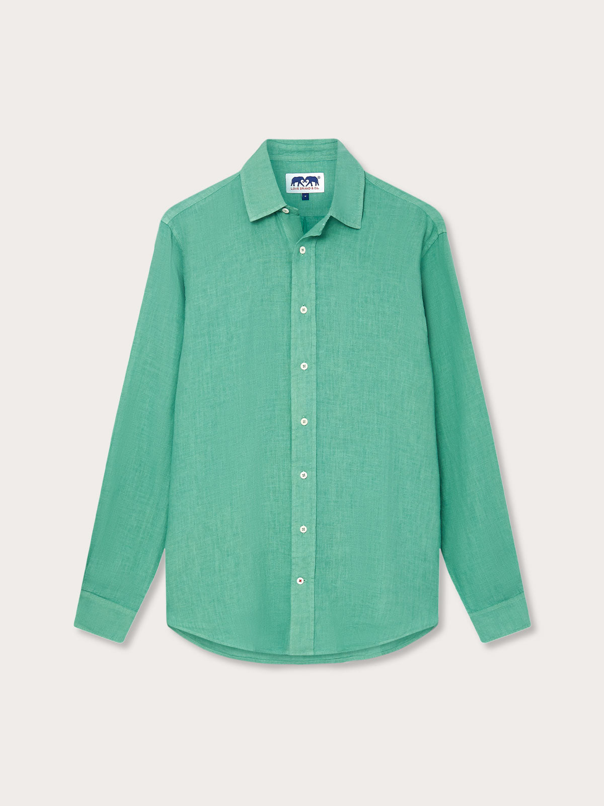 Men's Riviera Green Abaco Linen Shirt in a vibrant green shade with a classic button-down design. One of our old money shirts crafted from 100% linen.