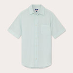 Mens Sea Air Manjack Linen Shirt in pastel hue, short-sleeved, button-down, chest pocket, lightweight and breathable.