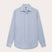 Men's Sky Blue Abaco Linen Shirt front view. Long-sleeved mens blue linen shirt with button-up front.