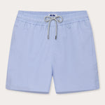 Men's Sky Blue Staniel Swim Shorts front view. Plain blue swim shorts featuring drawstring tie and elasticated waist.