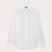 Abaco Mens White Linen Shirt front view. Mens linen shirt showing long-sleeves and button-up design.