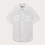 Men's White Normans Hemp Shirt. Men's hemp shirt in classic white with short-sleeves, button-up and double-breasted pockets.