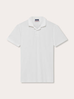 Men's White Powell Terry Polo Shirt. Terry towelling mens polo shirt with classic collar in white.