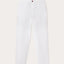 front view of love brand Men's White Randall Linen Trousers. mens linen trousers feature 2 front pockets, perfect for old money styling.