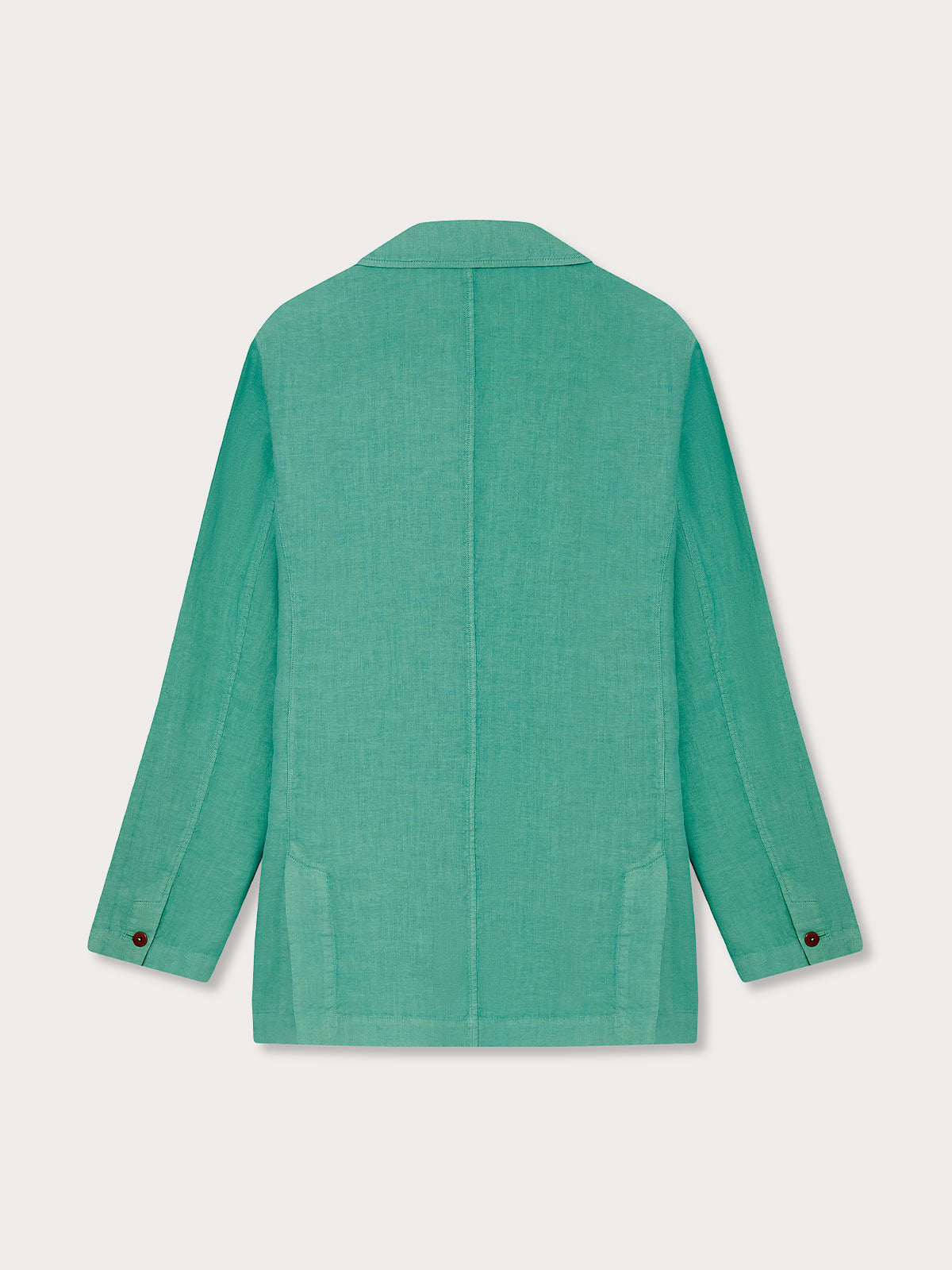 Men's Riviera Green Nassau Linen Jacket, back view.