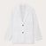 Front voew of Nassau white mens Linen Jacket with two brown buttons and 3 front pockets.