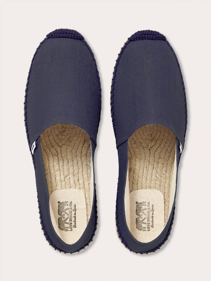 Navy Blue espadrilles made from 100% cotton canvas, providing breathability and comfort, perfect for summer wear.