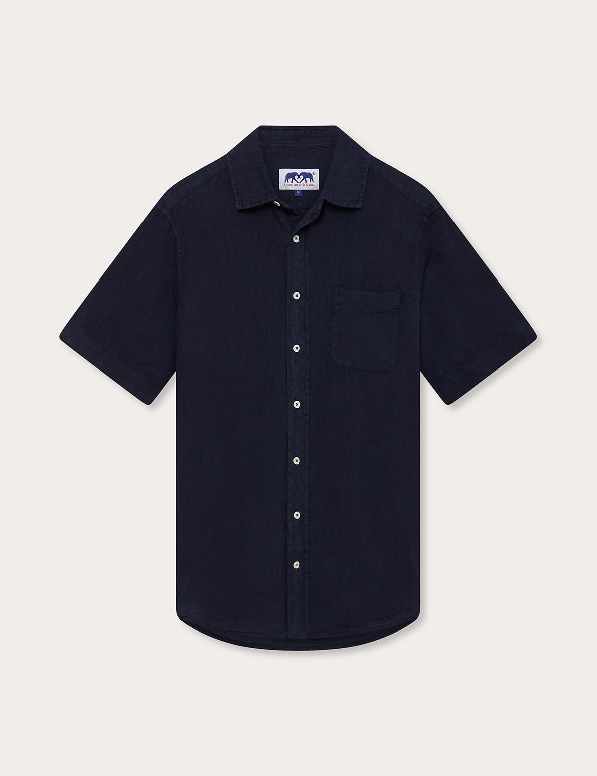 Navy Blue Manjack mens Linen Shirt with Short Sleeves and Button-Down Front. Old money shirts made from 100% linen.