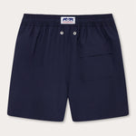 Men's Navy Blue Staniel Swim Shorts back view. Navy blue plain swim shorts with a back pocket.