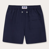 Men's Navy Blue Staniel Swim Shorts back view. Navy blue plain swim shorts with a back pocket. 