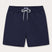 Men's Navy Blue Staniel Swim Shorts featuring an elastic waistband with a drawstring for secure fit, ideal for evenings and summer days.