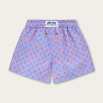 Boys Omotion Staniel Swim Shorts featuring a geometric print inspired by coral reefs in the Bahamas.