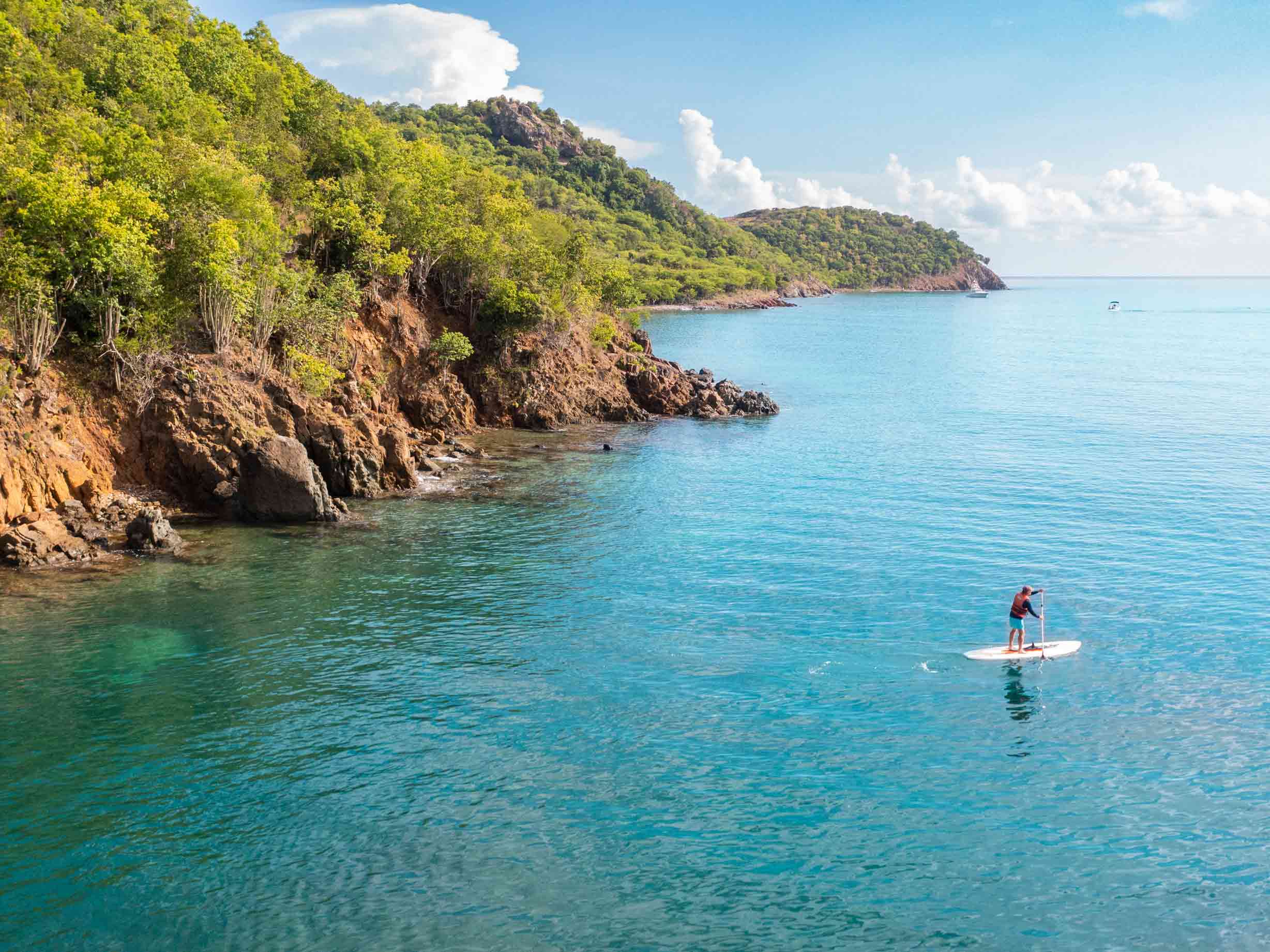 Paddle boarding at Carlisle Bay.