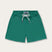 Boys Palm Green Staniel Swim Shorts in deep green color with white drawstring, featuring nickel-free hardware and soft mesh lining.