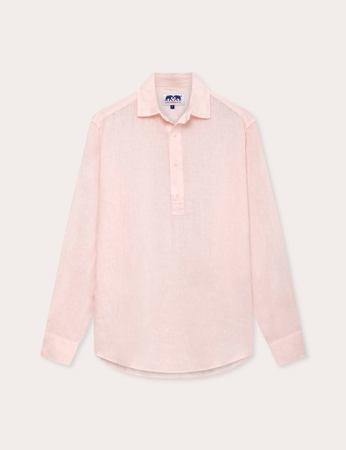 Pastel Pink Hoffman mens Linen Shirt. Long sleeved half button mens linen shirt in pink.