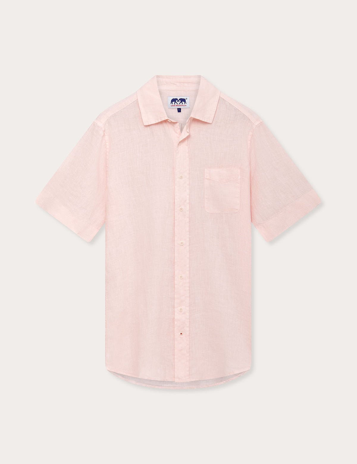 Men's Pastel Pink Manjack Linen Shirt, short-sleeved, lightweight and made of 100% linen. Old money shirts for summer.