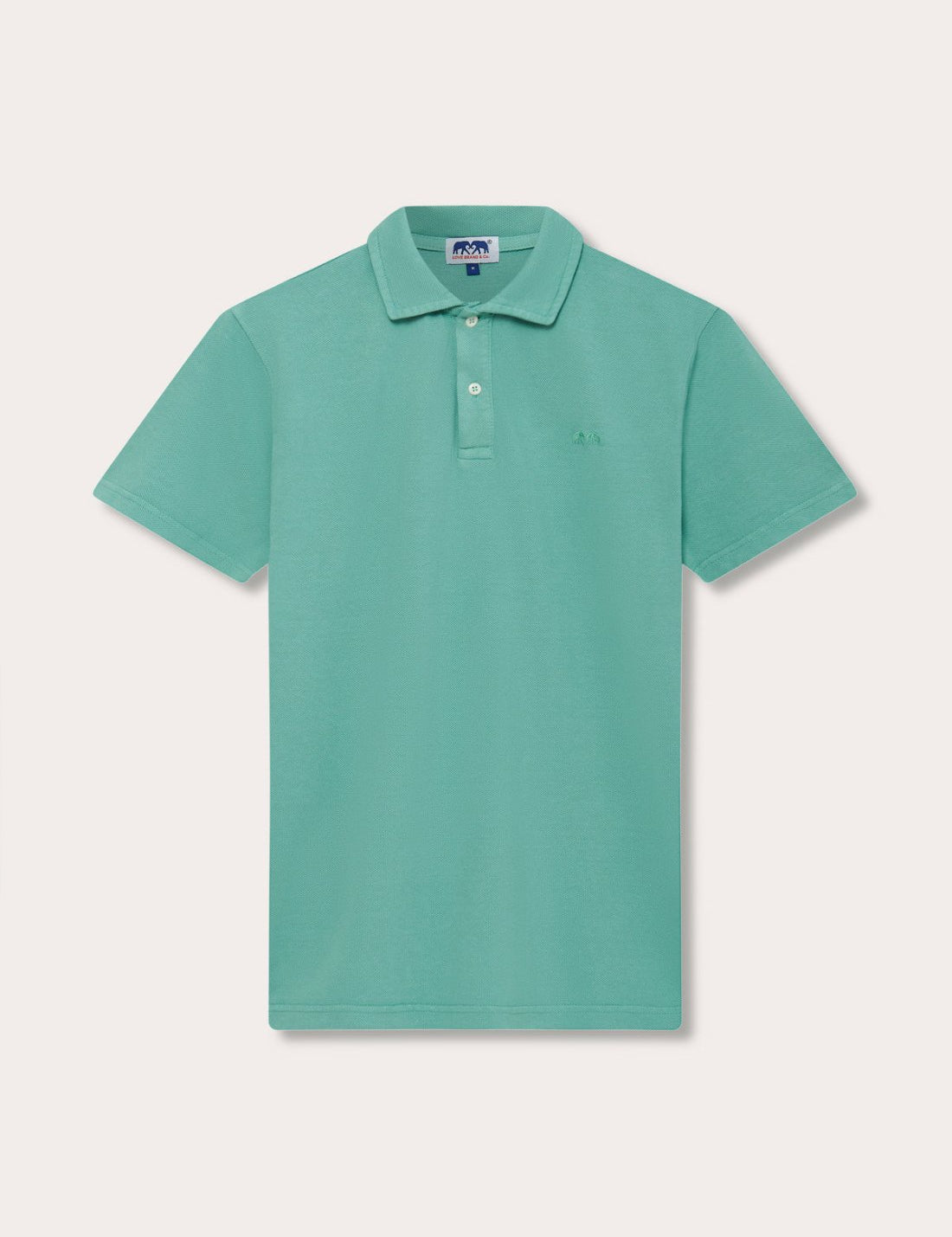 Men's Riviera Green Pensacola Polo Shirt featuring a two-button placket and classic collar.