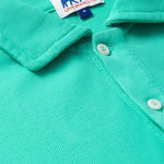 Close-up of Men's Sicilian Green Pensacola Polo Shirt showcasing the collar, buttons, and texture.