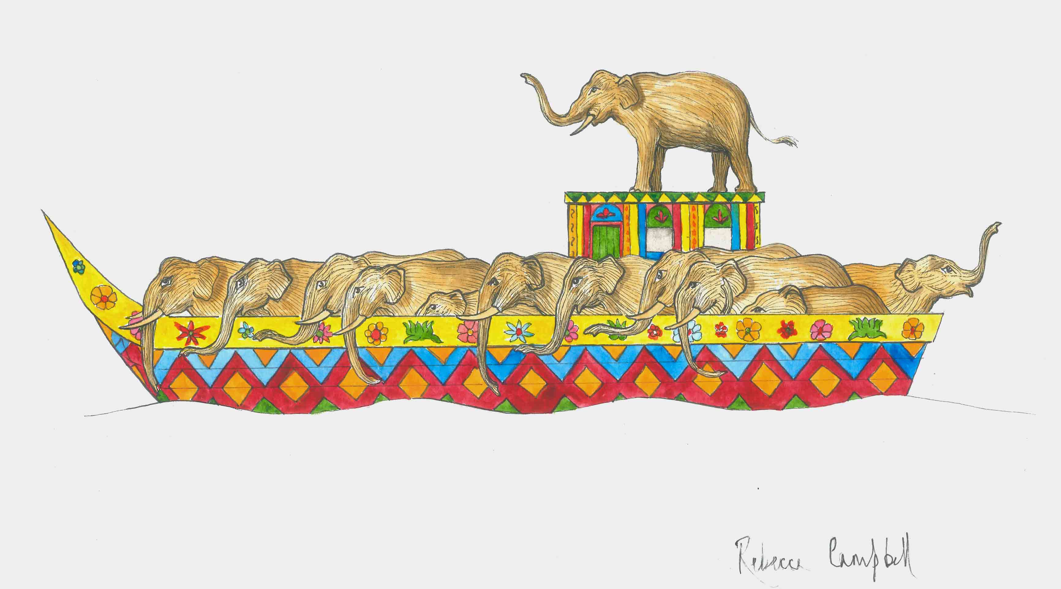 Rebecca Campbell 'All Aboard' artwork for The Great Elephant Migration