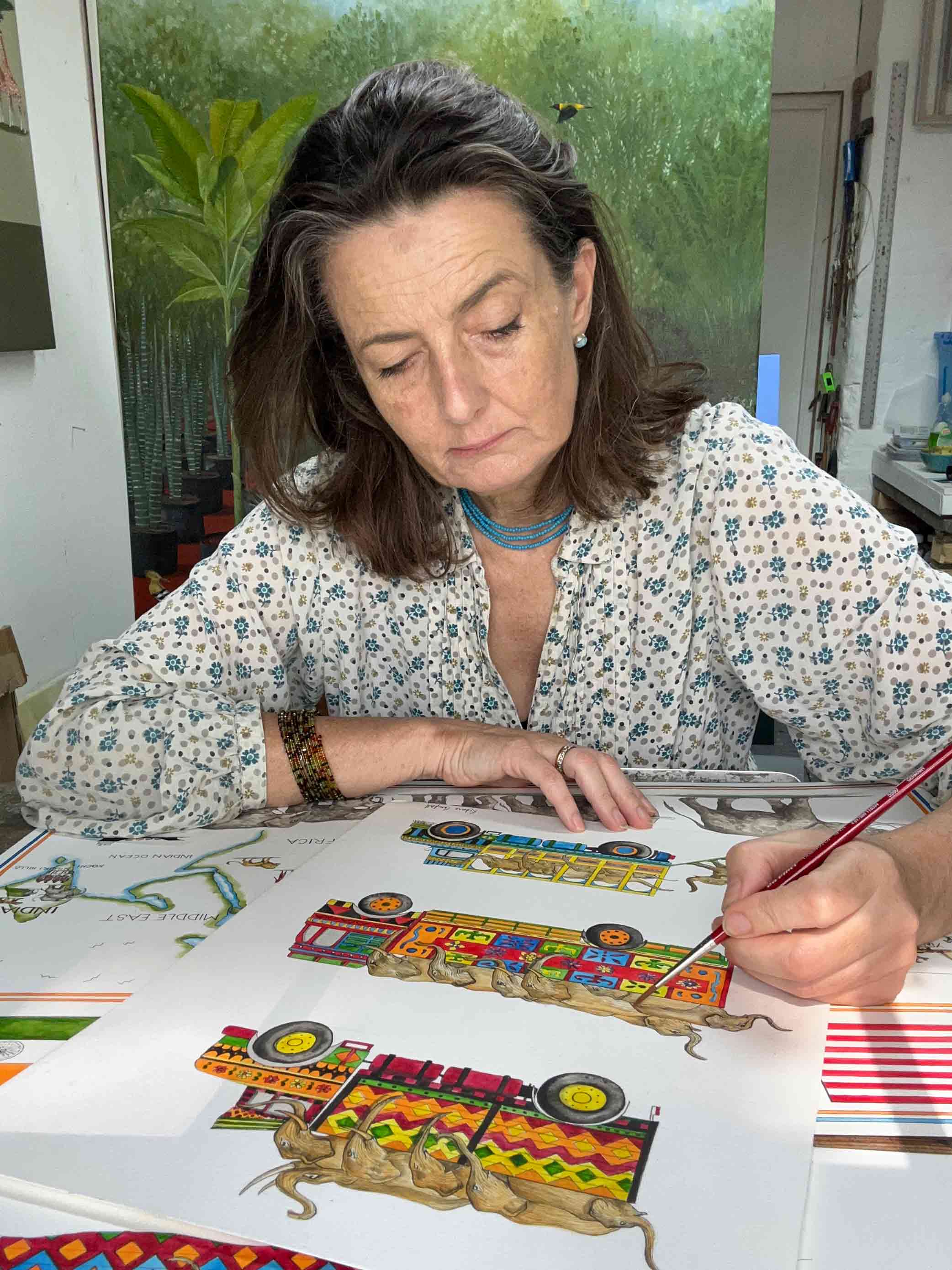 Rebecca Campbell painting for Love Brand's The Great Elephant Migration collection