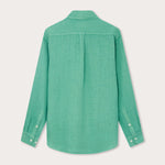 Riviera Green Abaco men's Linen Shirt, back view, crafted from breathable linen fabric.