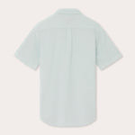 Back view of Sea Air Manjack mens Linen Shirt in a subtle pastel hue, featuring short sleeves and a breathable design. Old money shirt made from 100% linen.