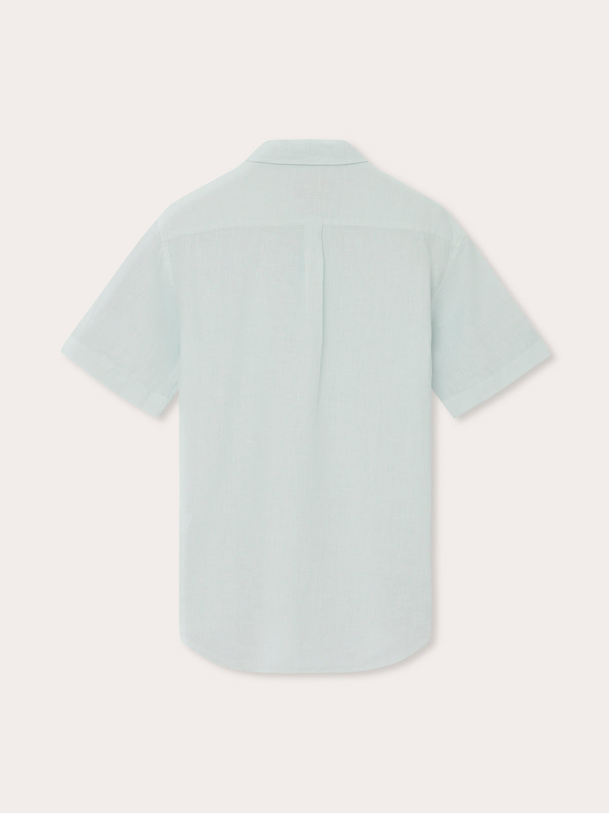 Back view of Sea Air Manjack mens Linen Shirt in a subtle pastel hue, featuring short sleeves and a breathable design. Old money shirt made from 100% linen.