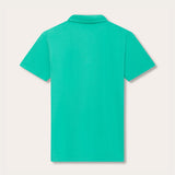 Men's Sicilian Green Pensacola Polo Shirt, back view, showcasing vibrant green color and classic collar design.