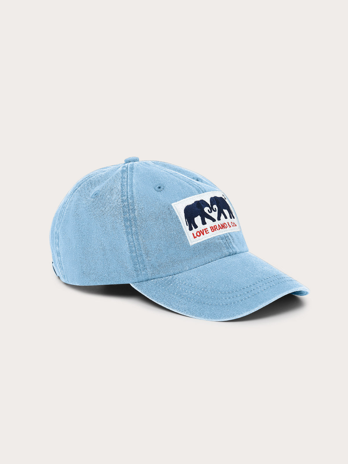 Front view of Sky Blue baseball cap by Love Brand & co. Classic baseball cap featuring signature logo.