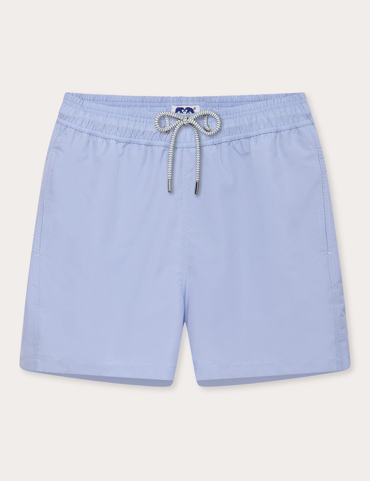 Men's Sky Blue Staniel Swim Shorts with elastic waistband and drawstring tie.