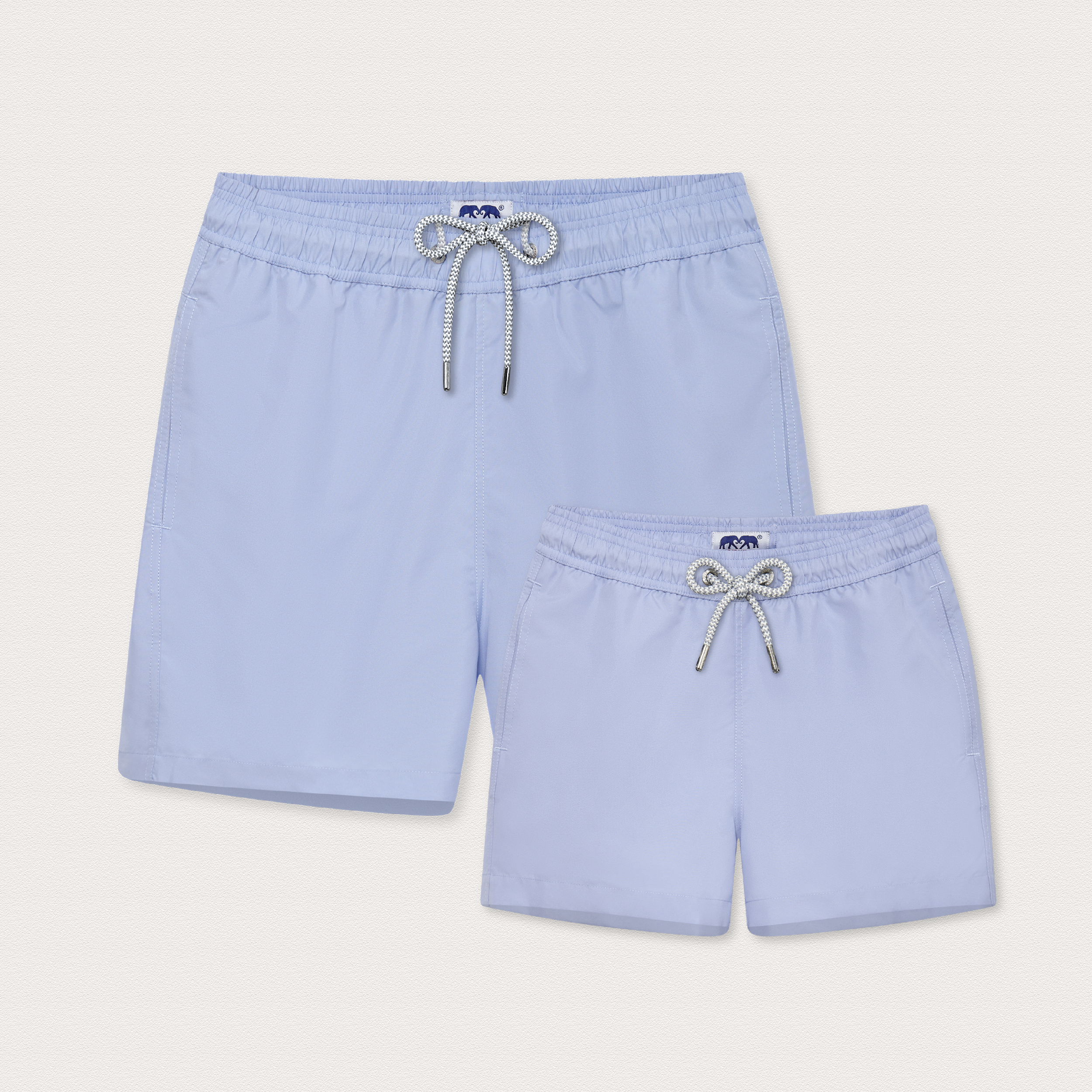 Pair of light blue shorts with drawstring 