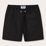 Men's Volcanic Black Staniel Swim Shorts made from 100% recycled, quick-drying fabric with an elastic waistband and a side pocket.